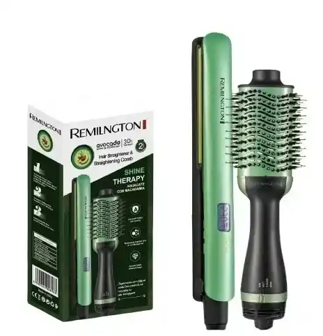 Plancha De Cabello Y Cepillo Secador Rem