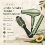 Combo Cepillo Secador Plancha Aguacate