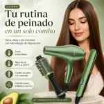 Combo Cepillo Secador Plancha Aguacate