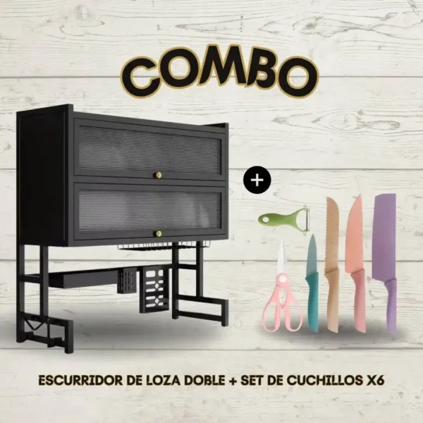 Combo Escurridor De Loza Cuchillos